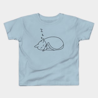 Cute Hand drawn sleeping kitty cat Kids T-Shirt